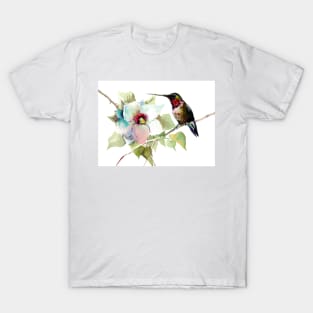 Hummignbird and Magnolia Flowers T-Shirt